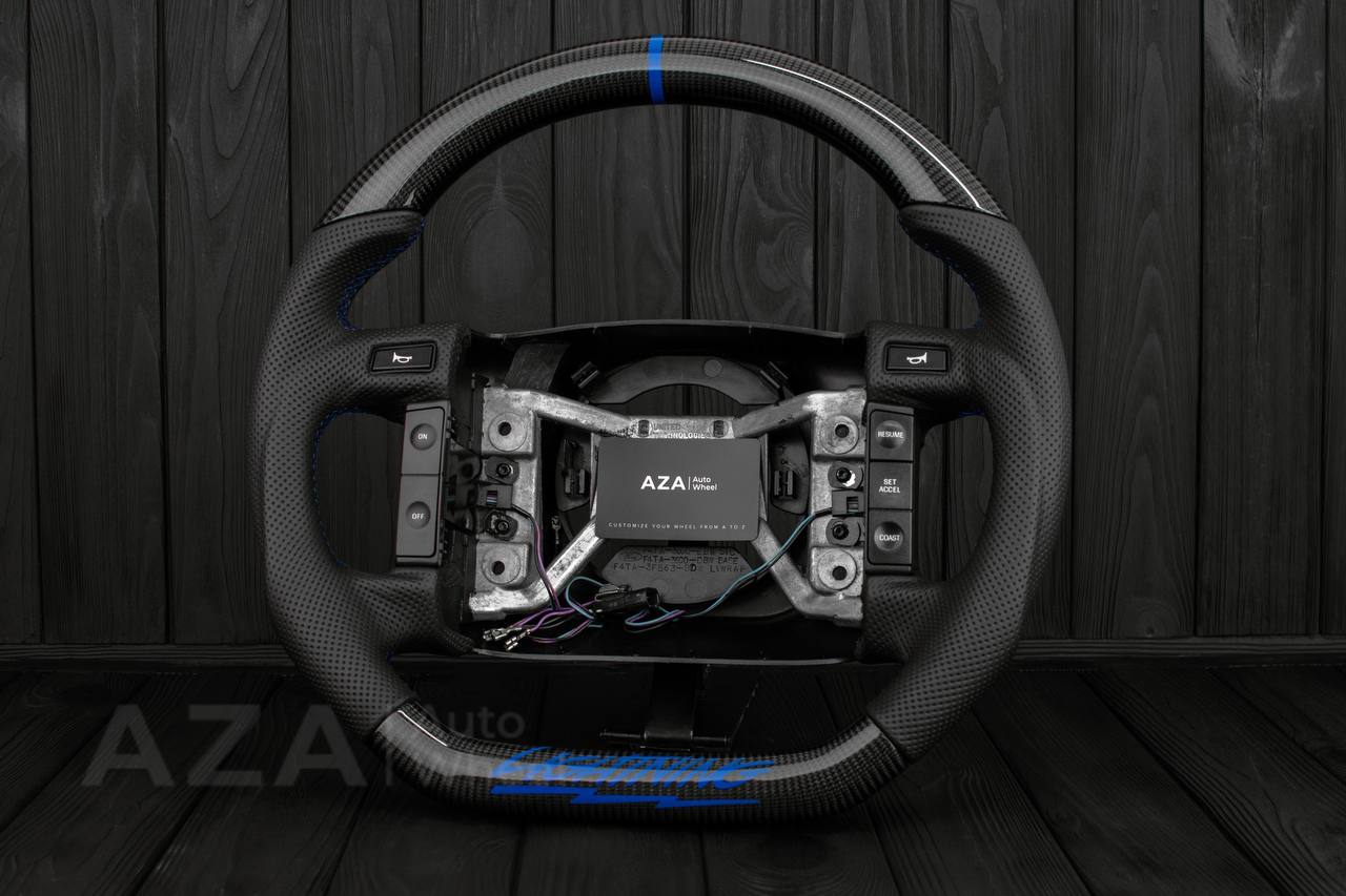Steering wheel Ford F150/Bronco 1992-1996 (can be any color stripe and stitch) Carbon fiber/Perforated leather/ - Image 2