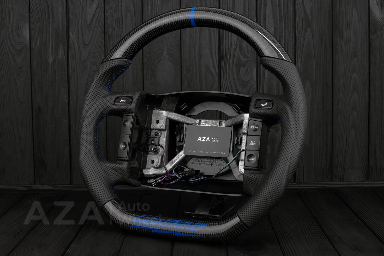 Steering wheel Ford F150/Bronco 1992-1996 (can be any color stripe and stitch) Carbon fiber/Perforated leather/ - Image 3