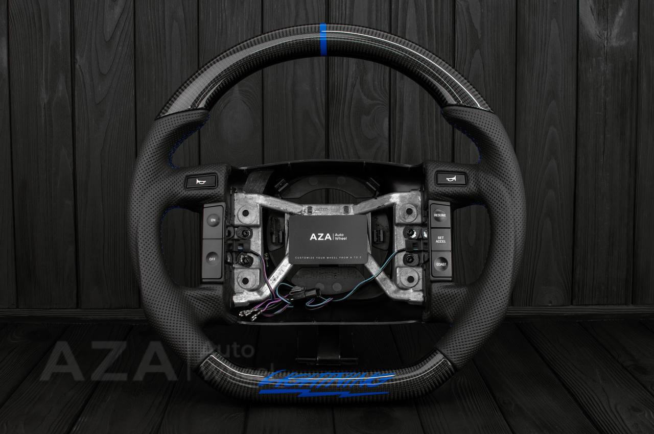 Steering wheel Ford F150/Bronco 1992-1996 (can be any color stripe and stitch) Carbon fiber/Perforated leather/