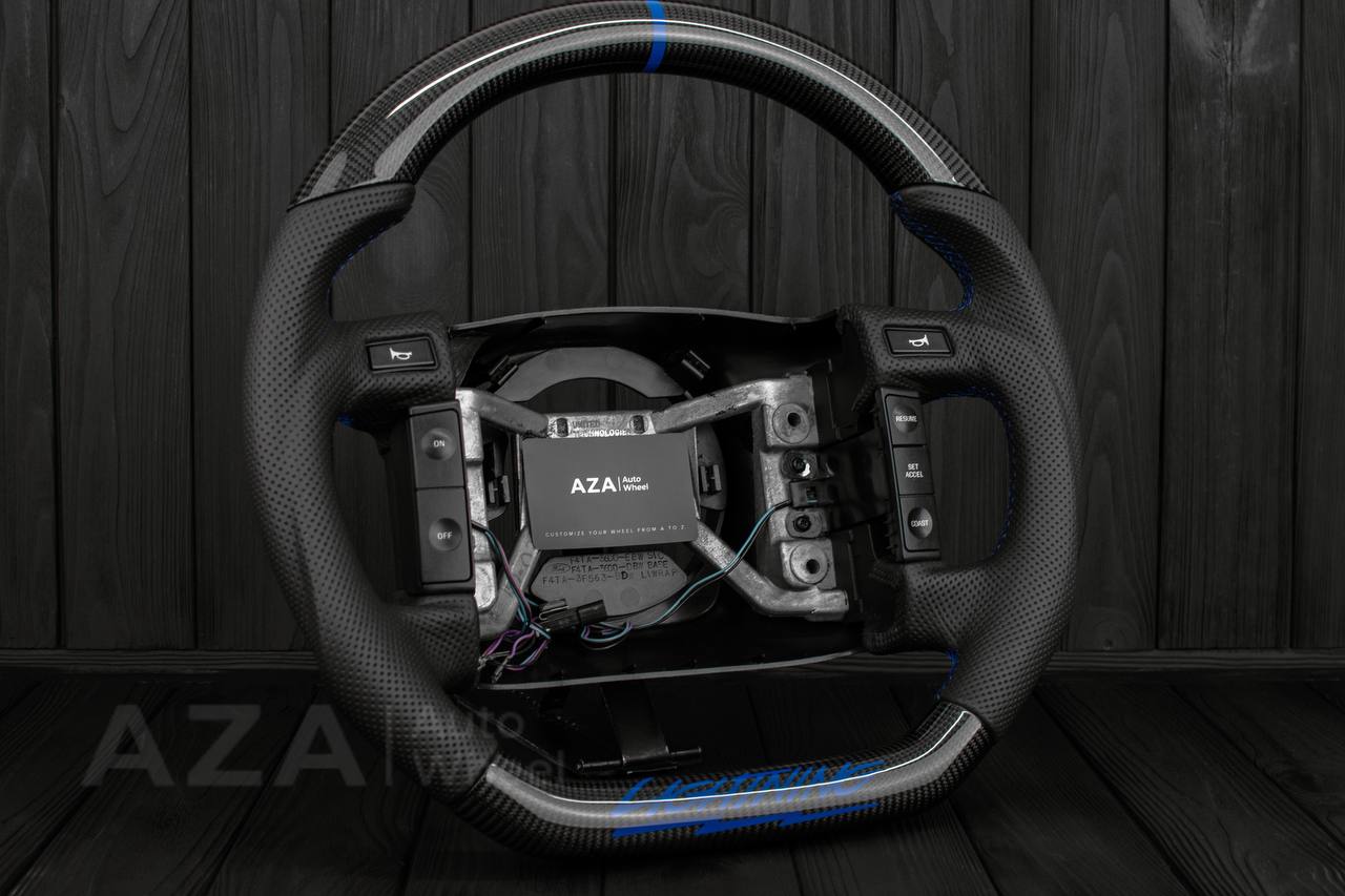 Steering wheel Ford F150/Bronco 1992-1996 (can be any color stripe and stitch) Carbon fiber/Perforated leather/ - Image 5