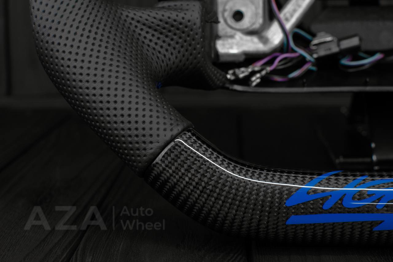 Steering wheel Ford F150/Bronco 1992-1996 (can be any color stripe and stitch) Carbon fiber/Perforated leather/ - Image 9