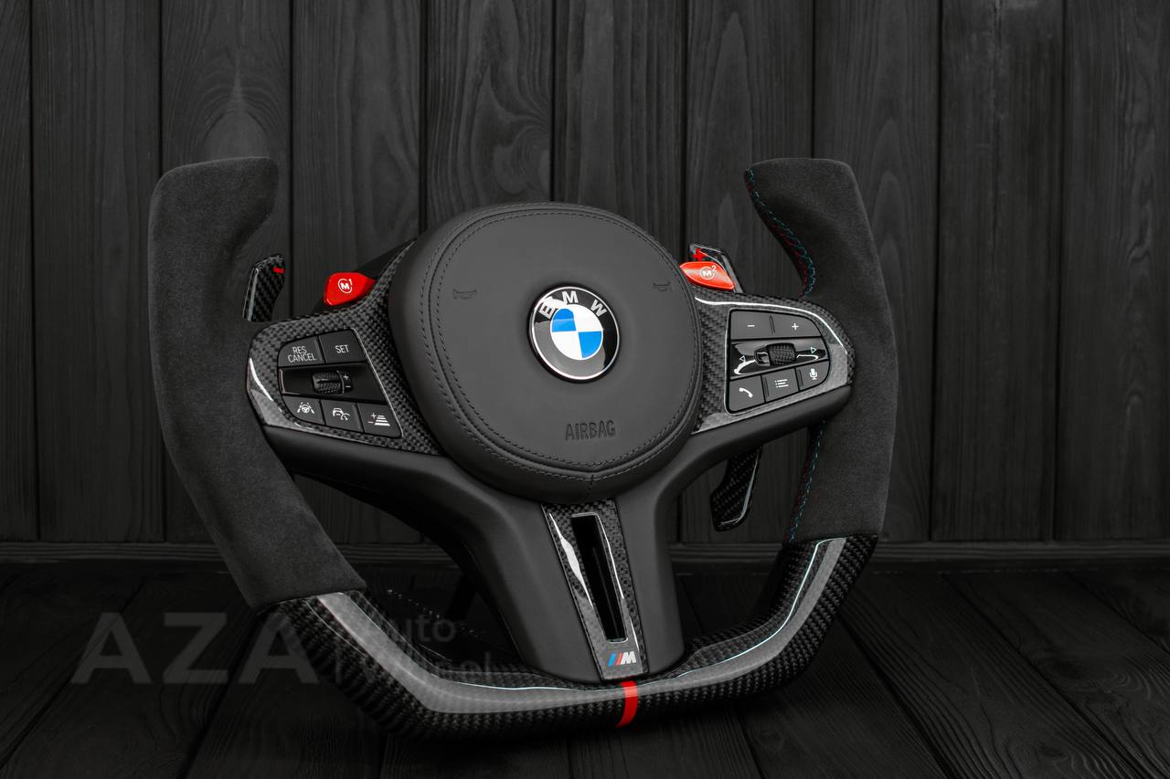 Steering wheel 2017+ BMW F90 M5 G80 M3 M4 M8 X5M X6M X3M X4M Jet style, Car show dessign Carbon fiber/Alcantara (drivers assist+heated) - Image 4