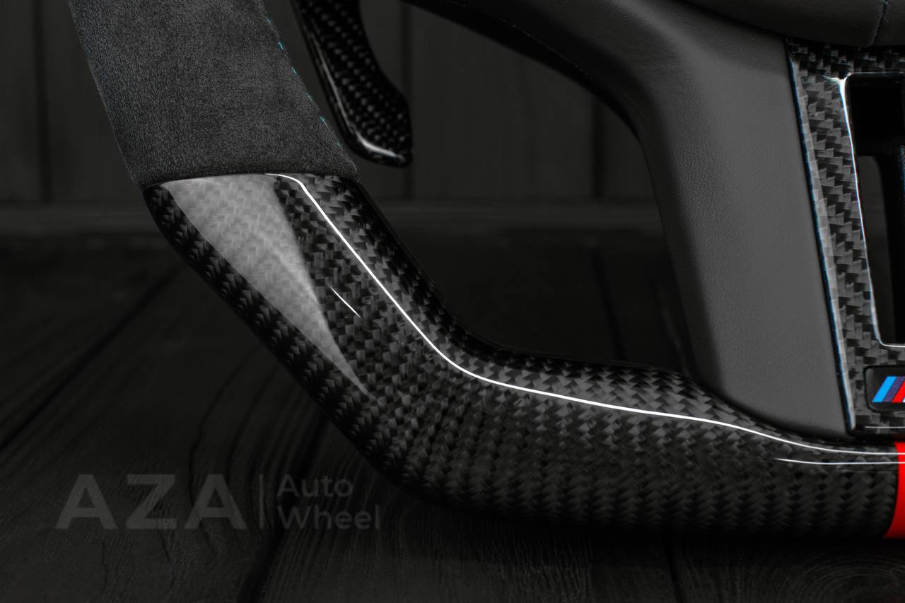 Steering wheel 2017+ BMW F90 M5 G80 M3 M4 M8 X5M X6M X3M X4M Jet style, Car show dessign Carbon fiber/Alcantara (drivers assist+heated) - Image 5
