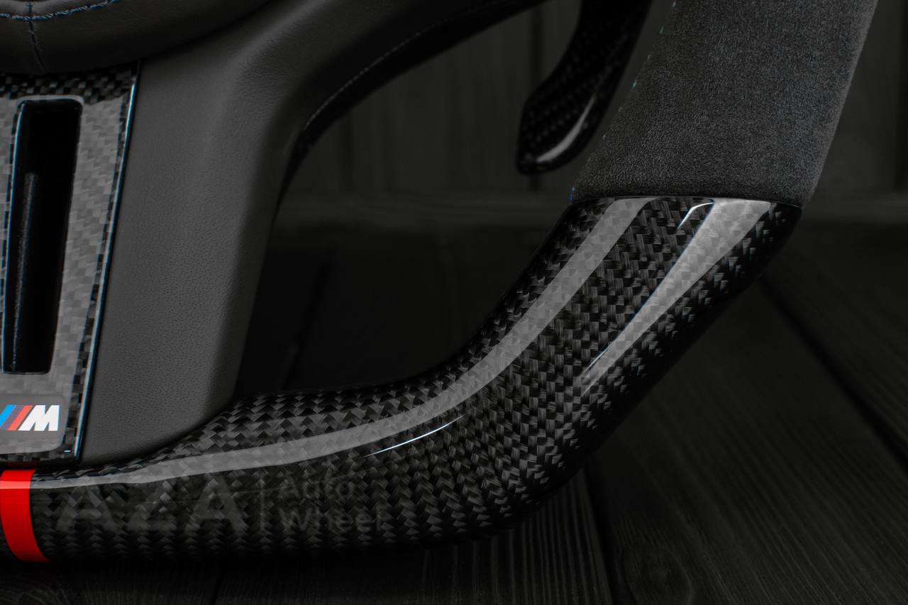 Steering wheel 2017+ BMW F90 M5 G80 M3 M4 M8 X5M X6M X3M X4M Jet style, Car show dessign Carbon fiber/Alcantara (drivers assist+heated) - Image 6