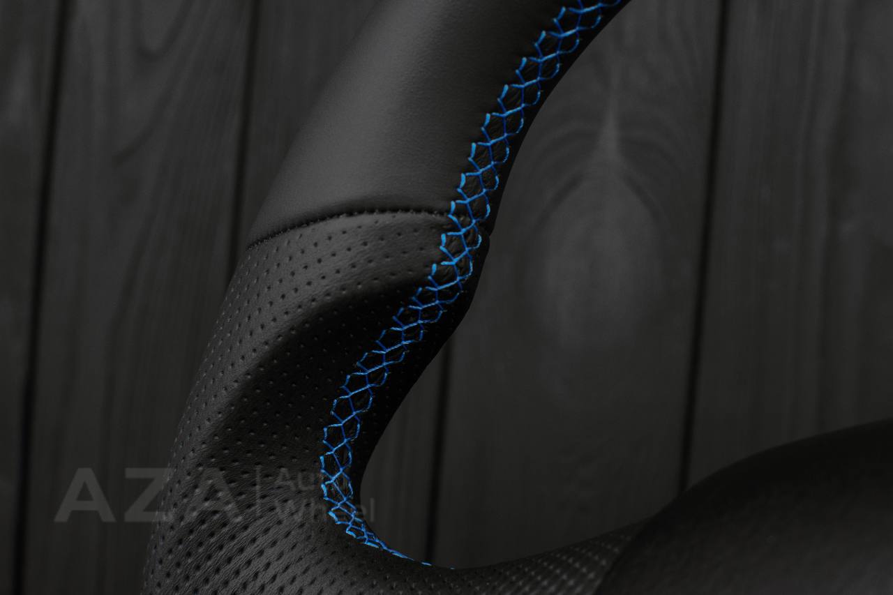 Steering wheel Ford F150/F250/F350 97-2007 Napa/Perforated leather/LIGHT Blue DETAILS - Image 8
