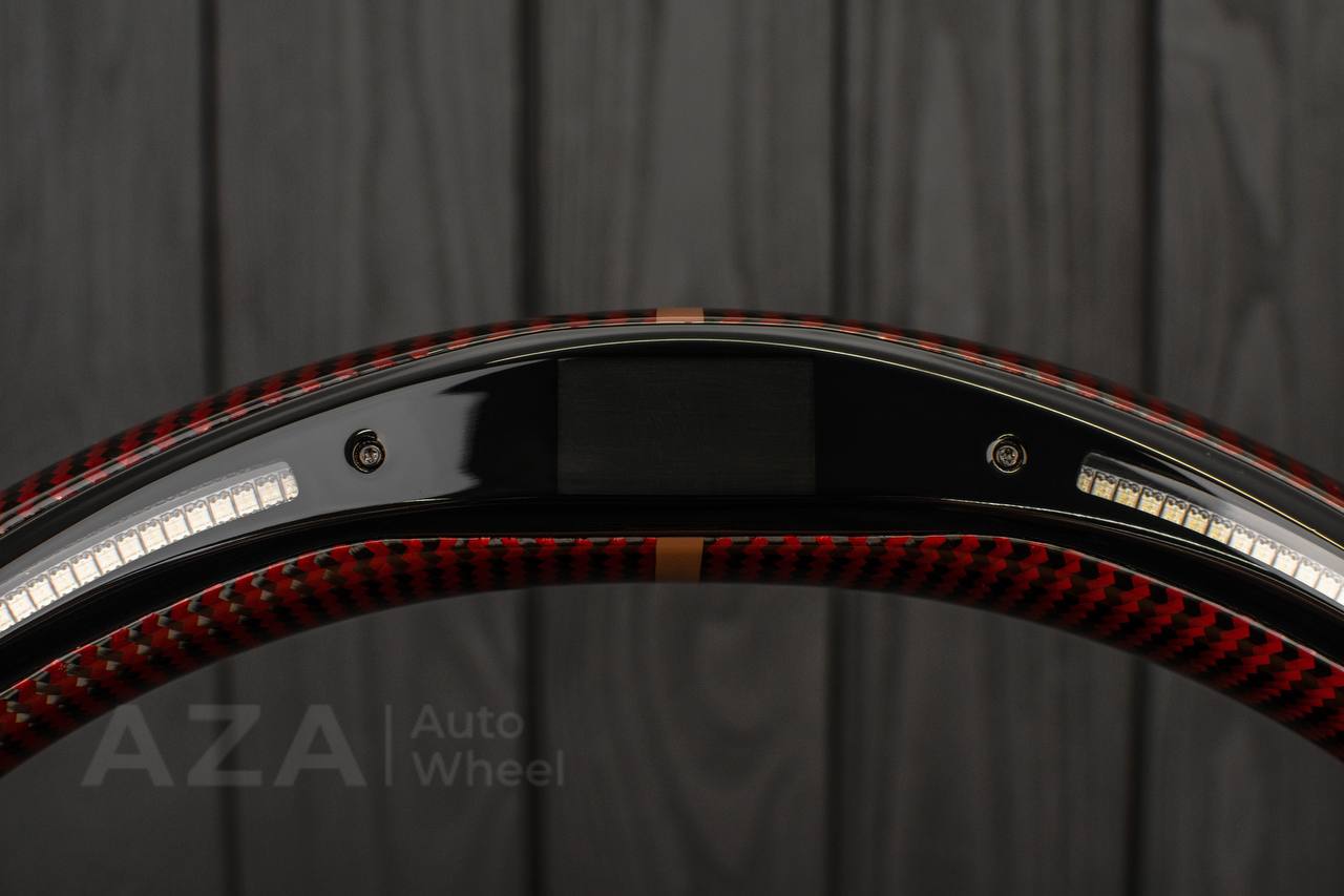 Steering wheel GM, Silverado, Sierra, Escalade (2007-2014) Red Carbon fiber/Brown genuine leather/Led screen - Image 5
