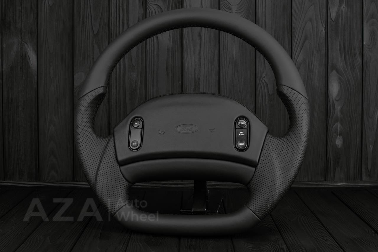 Steering wheel Ford F150 Lightning /F250/F350/Bronco 1992-1996 Custom Flat bottom Smooth/Perforated leather - Image 3