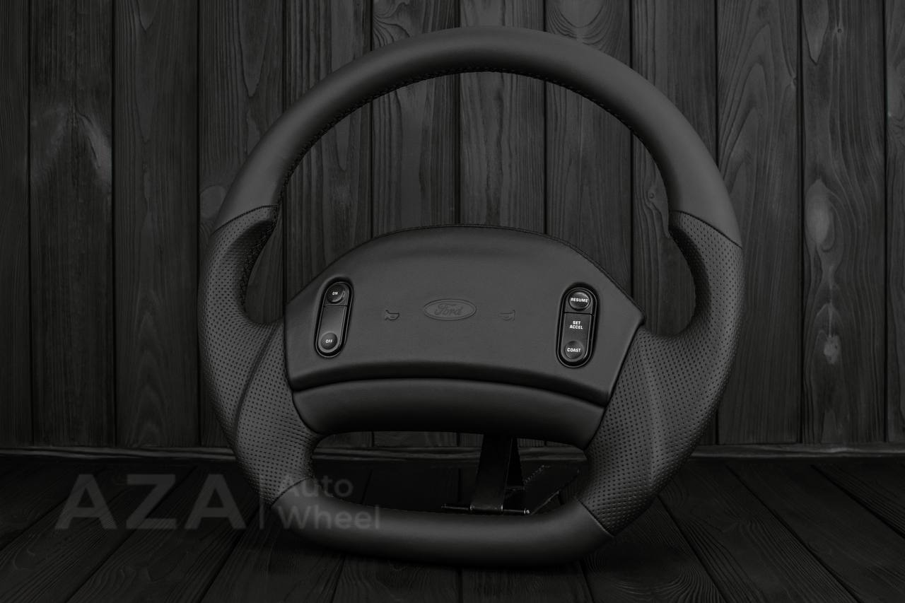 Steering wheel Ford F150 Lightning /F250/F350/Bronco 1992-1996 Custom Flat bottom Smooth/Perforated leather - Image 4