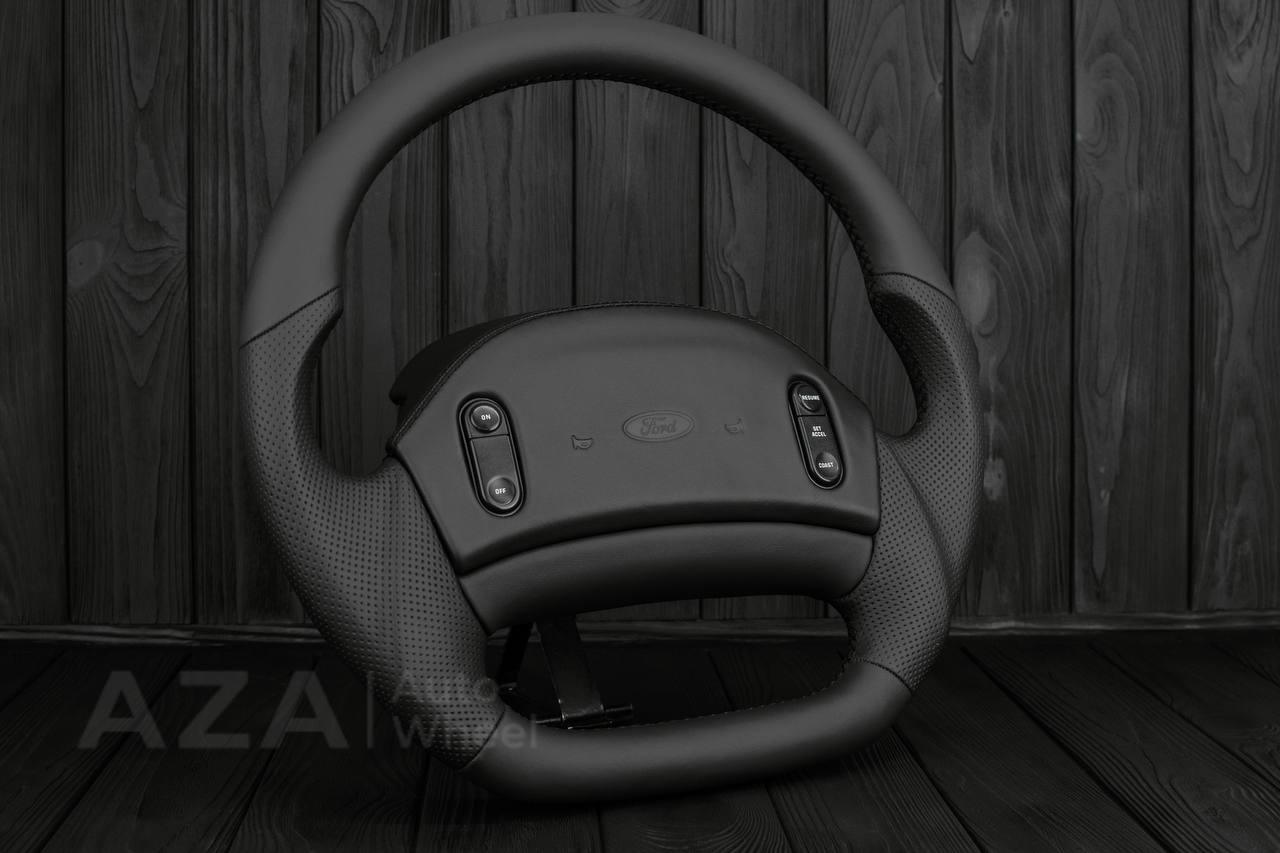 Steering wheel Ford F150 Lightning /F250/F350/Bronco 1992-1996 Custom Flat bottom Smooth/Perforated leather - Image 5