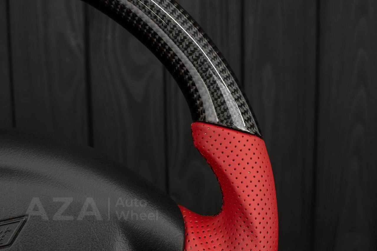 Steering wheel Corvette C5 Reduced diameter Carbon fiber/Red leather - Image 6