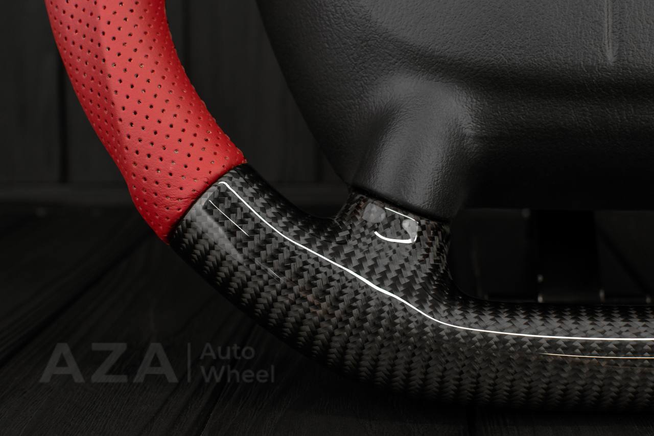 Steering wheel Corvette C5 Reduced diameter Carbon fiber/Red leather - Image 7