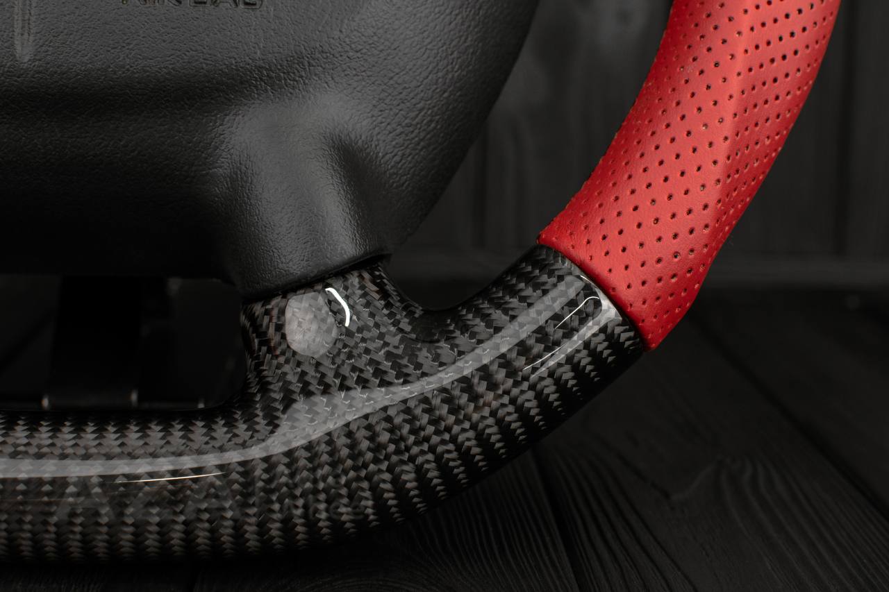 Steering wheel Corvette C5 Reduced diameter Carbon fiber/Red leather - Image 8