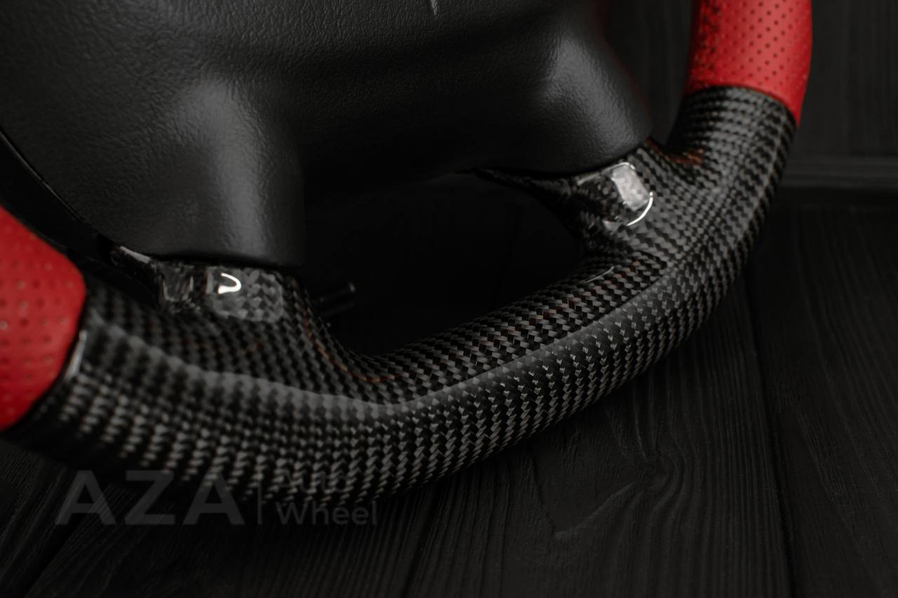Steering wheel Corvette C5 Reduced diameter Carbon fiber/Red leather - Image 10