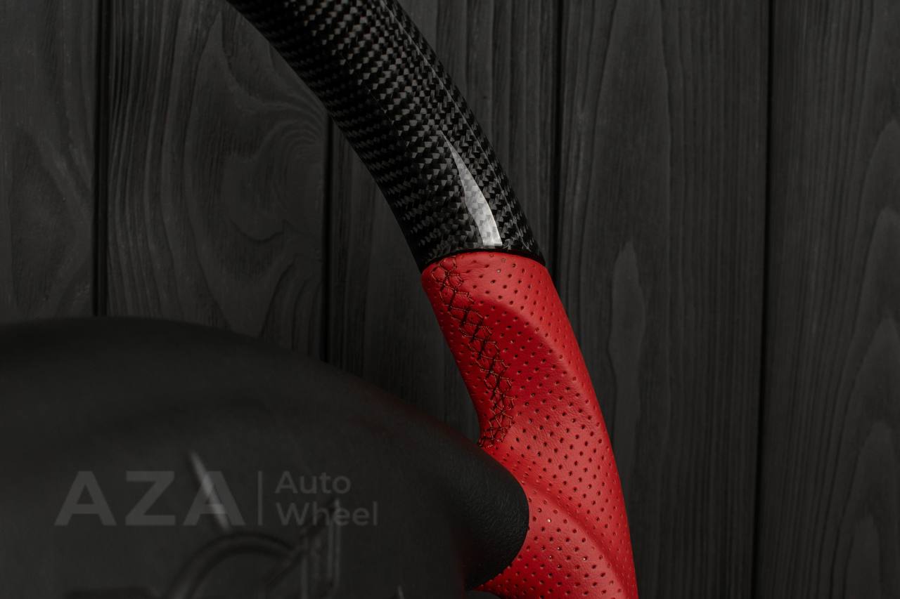 Steering wheel Corvette C5 Reduced diameter Carbon fiber/Red leather - Image 16