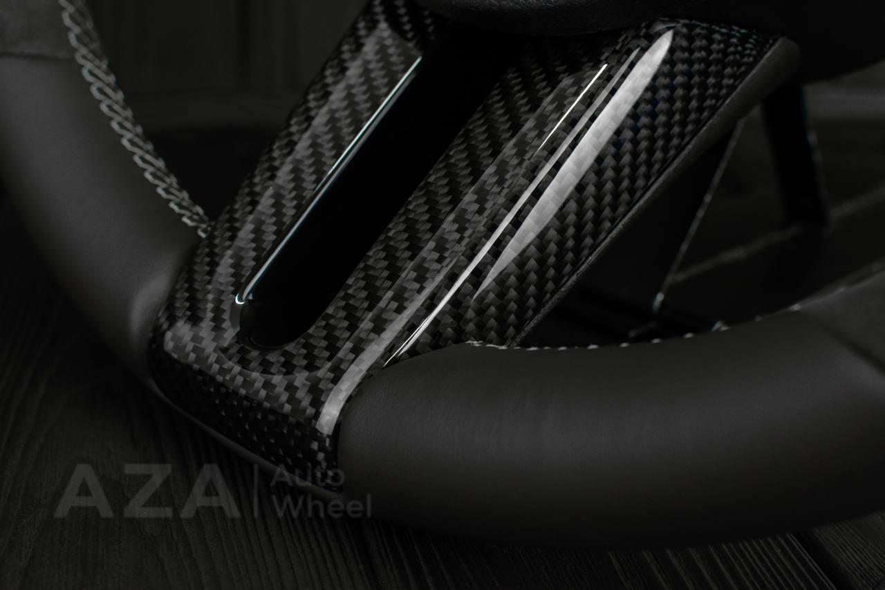 Steering Wheel Ford Mustang/GT/Shelby GT500 Carbon fiber/Napa/Alcantara/Blue stripe - Image 5