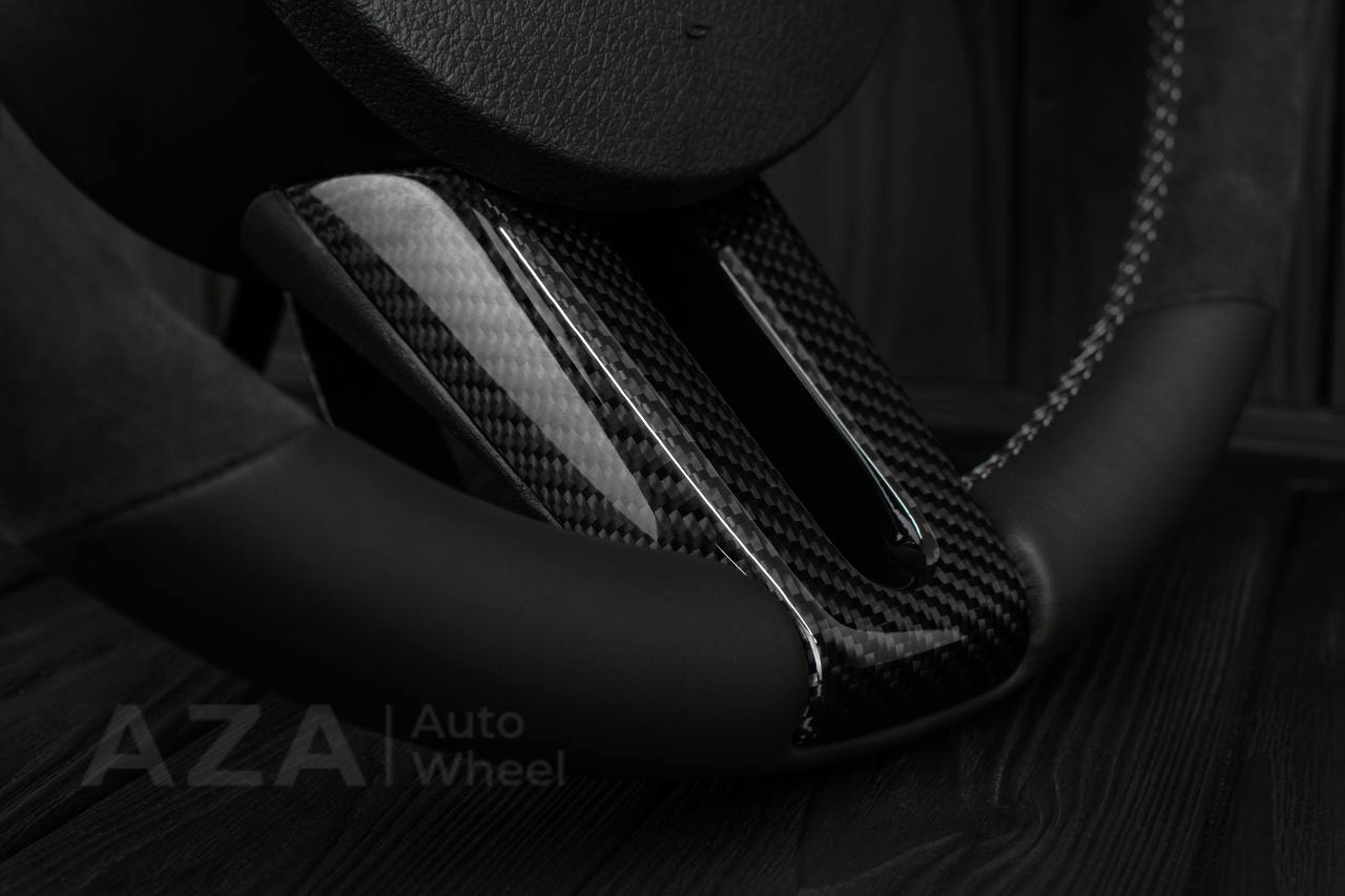 Steering Wheel Ford Mustang/GT/Shelby GT500 Carbon fiber/Napa/Alcantara/Blue stripe - Image 6