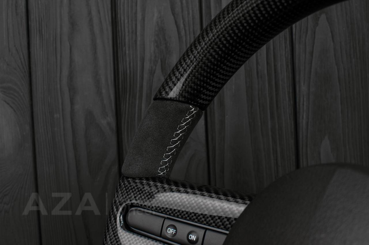 Steering Wheel Ford Mustang/GT/Shelby GT500 Carbon fiber/Napa/Alcantara/Blue stripe - Image 8