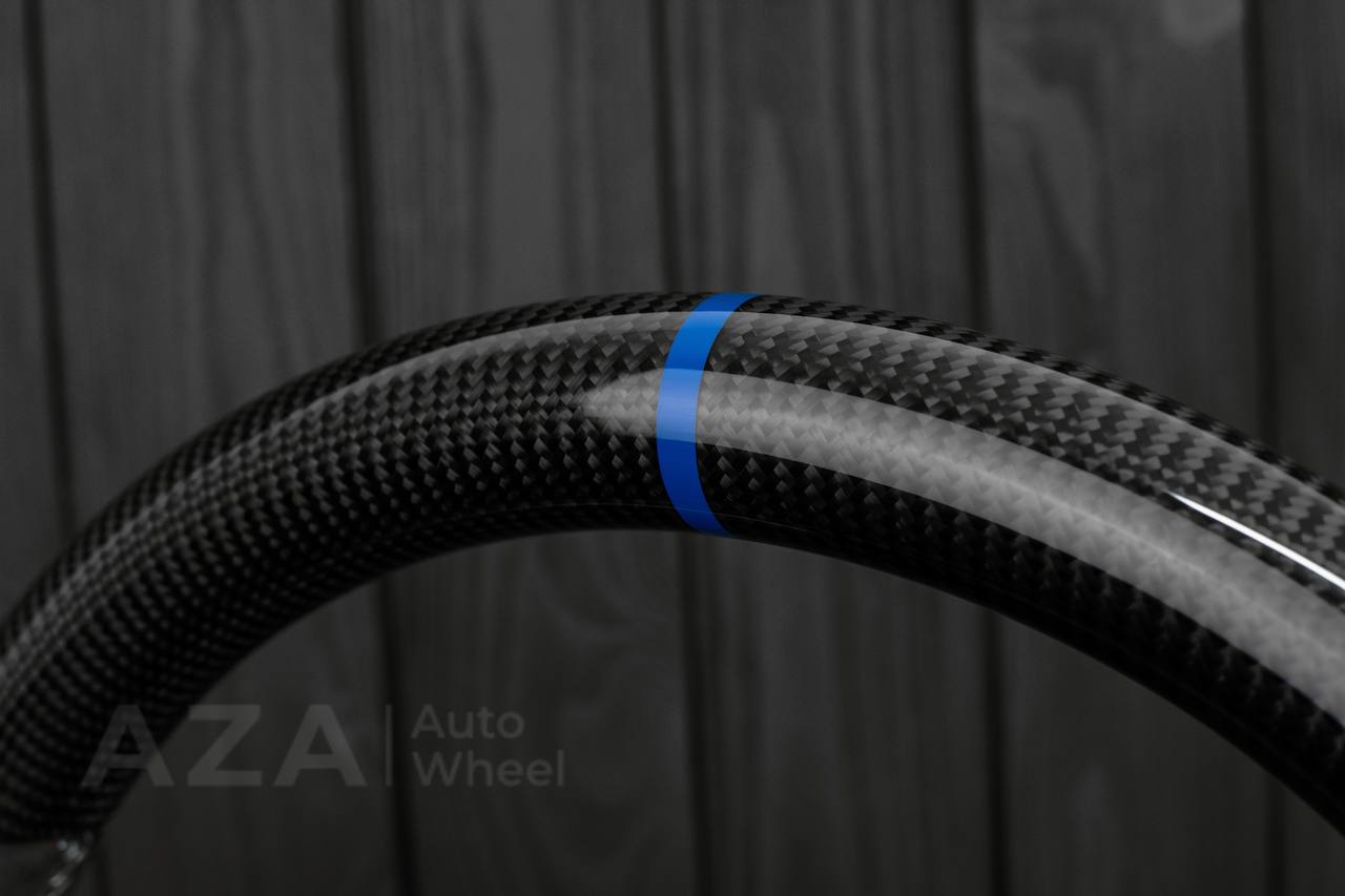 Steering Wheel Ford Mustang/GT/Shelby GT500 Carbon fiber/Napa/Alcantara/Blue stripe - Image 9