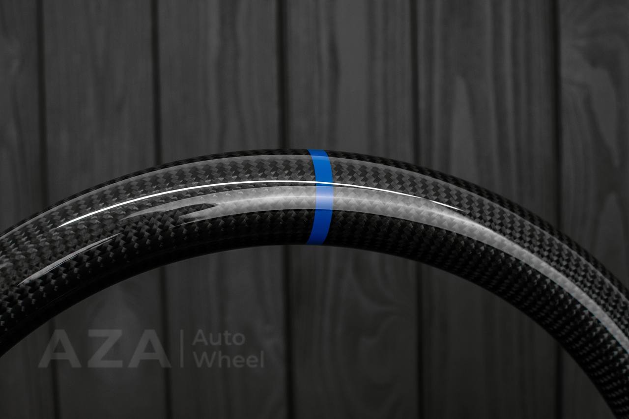 Steering Wheel Ford Mustang/GT/Shelby GT500 Carbon fiber/Napa/Alcantara/Blue stripe - Image 10