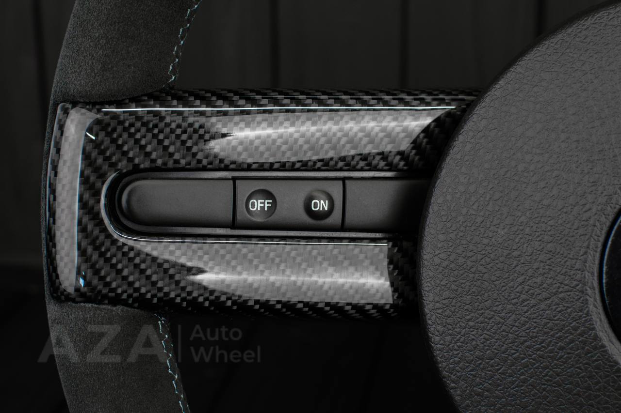 Steering Wheel Ford Mustang/GT/Shelby GT500 Carbon fiber/Napa/Alcantara/Blue stripe - Image 12