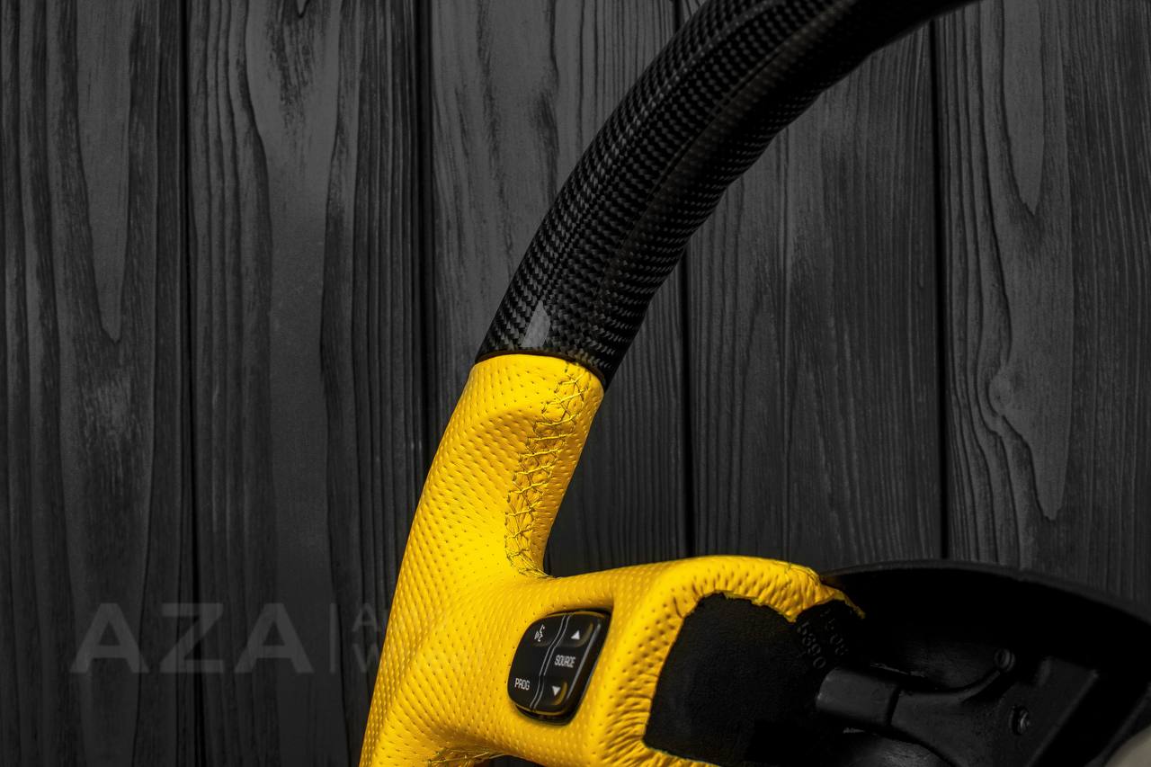 Steering wheel GM, Silverado, Sierra, Yukon, H2, Trailblazer (2003+) Carbon fiber/Yellow Perforated leather/Yellow stripe - Image 10