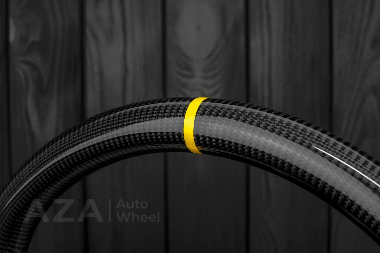 Steering wheel GM, Silverado, Sierra, Yukon, H2, Trailblazer (2003+) Carbon fiber/Yellow Perforated leather/Yellow stripe - Image 12