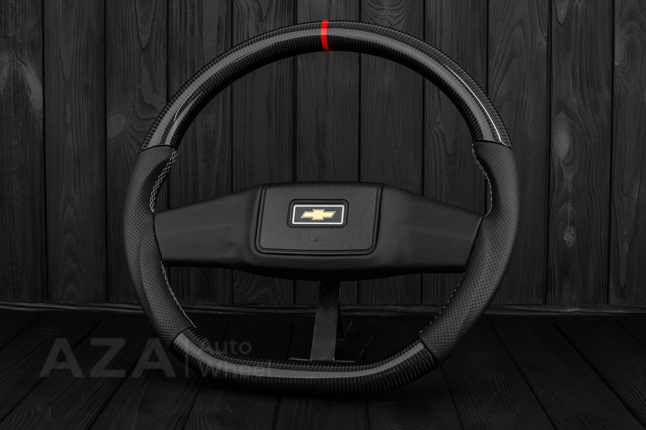 Steering wheel Square Body Silverado GM K5 C10 1973-1987 Blazer Silverado Carbon fiber/Napa/Perforated leather (can be any color stitching and stripe)