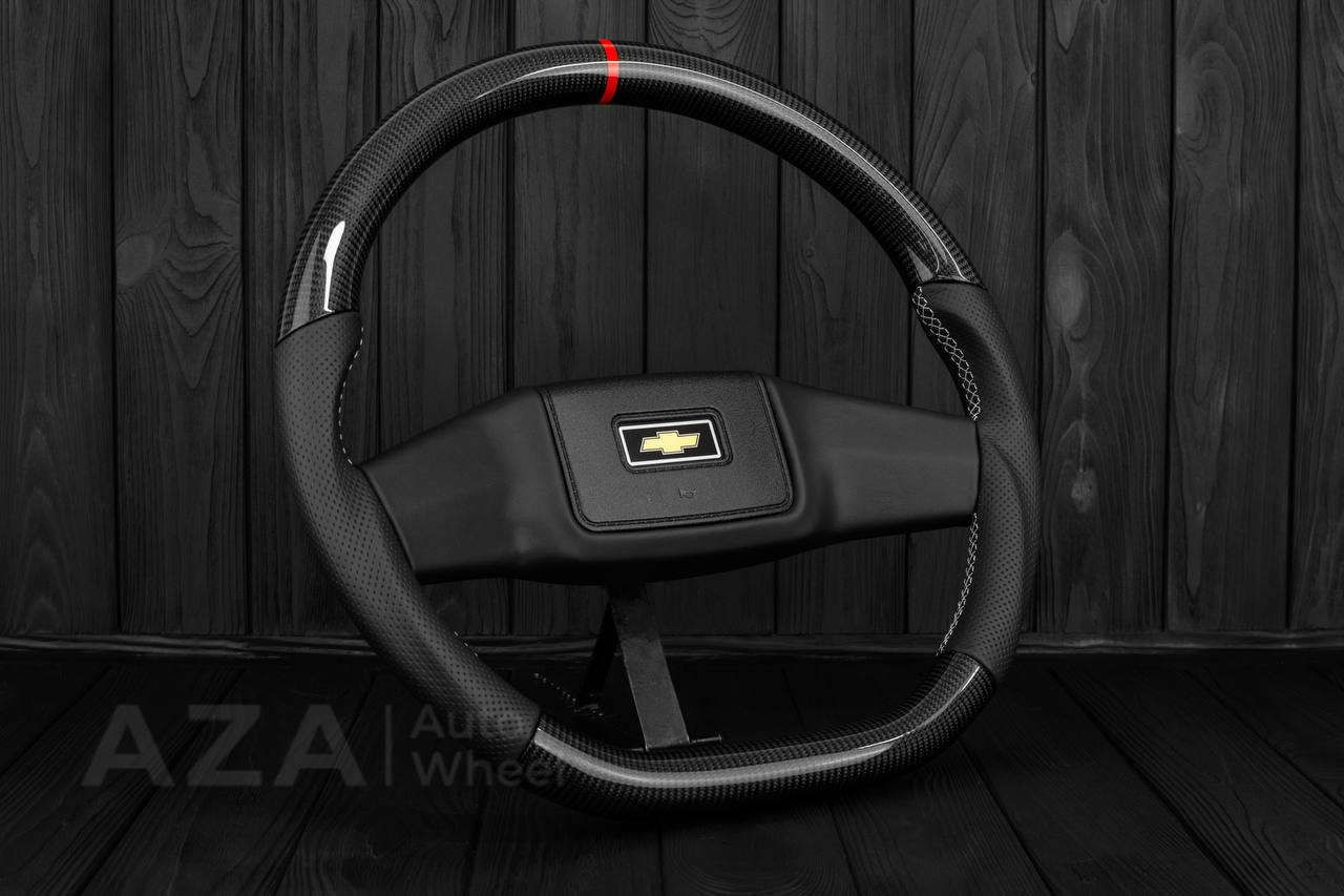 Steering wheel Square Body Silverado GM K5 C10 1973-1987 Blazer Silverado Carbon fiber/Napa/Perforated leather (can be any color stitching and stripe) - Image 4