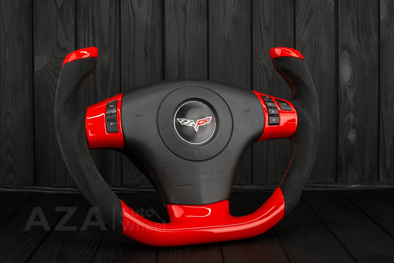 Steering wheel 2006-2011 Corvette C6 Jet style Red gloss/Alcantara - Image 2
