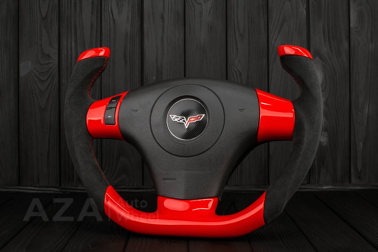 Steering wheel 2006-2011 Corvette C6 Jet style Red gloss/Alcantara - Image 4