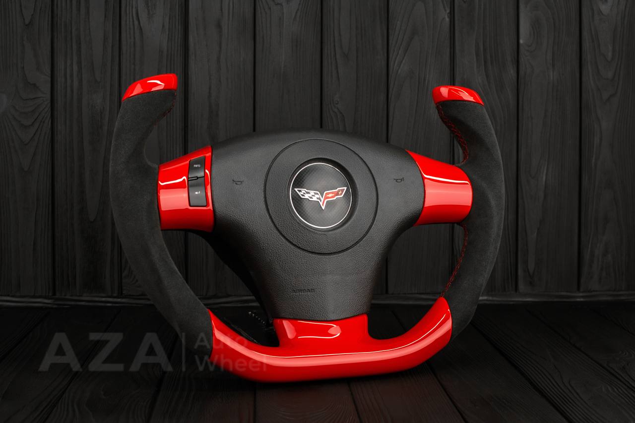 Steering wheel 2006-2011 Corvette C6 Jet style Red gloss/Alcantara - Image 5