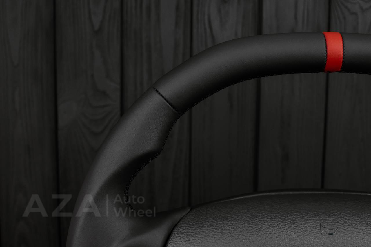 Steering wheel Ford Mustang GT Cobra 94-04 FLAT TOP/BOTTOM/Napa leather/RED STRIPE - Image 5