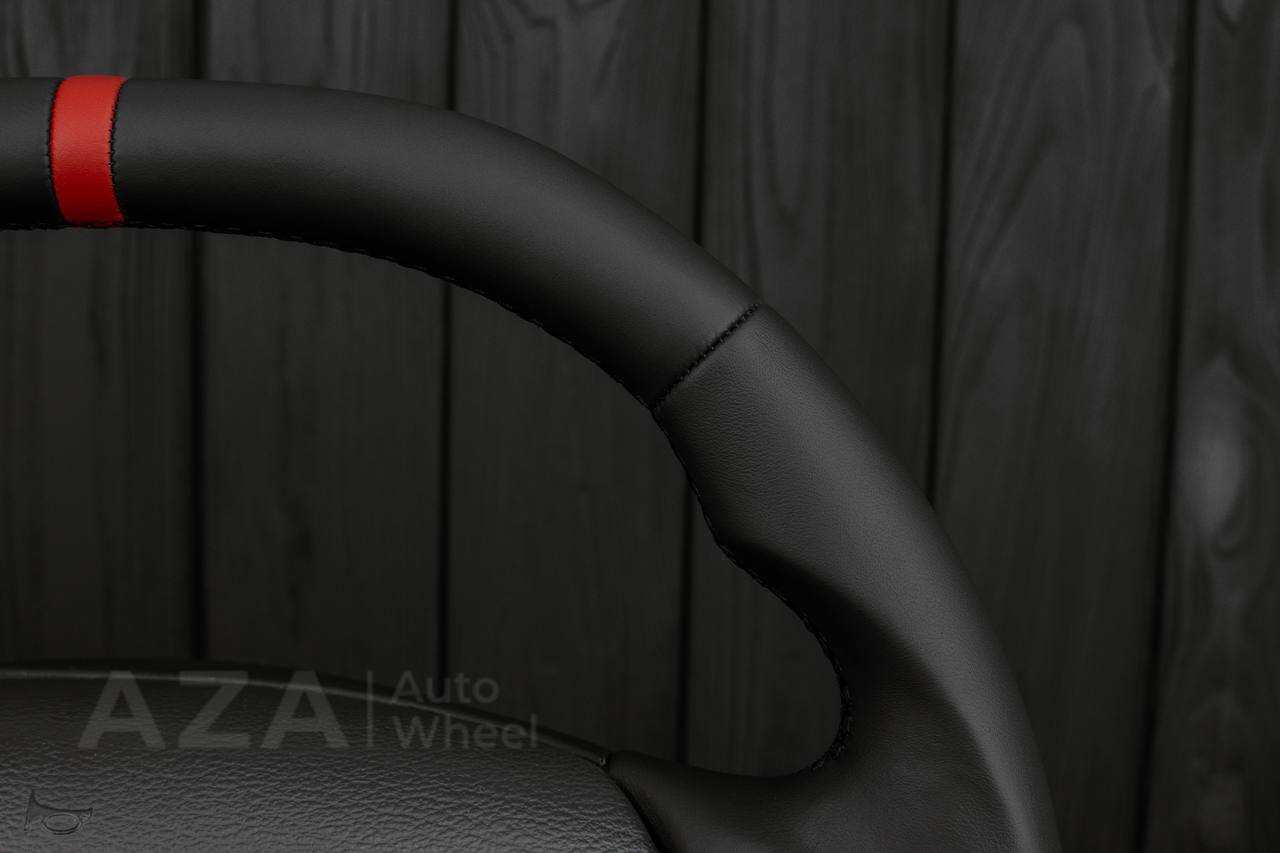 Steering wheel Ford Mustang GT Cobra 94-04 FLAT TOP/BOTTOM/Napa leather/RED STRIPE - Image 7