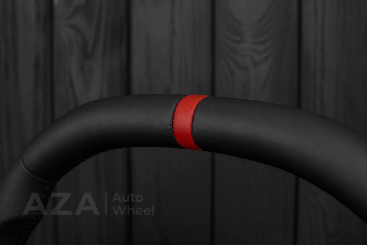 Steering wheel Ford Mustang GT Cobra 94-04 FLAT TOP/BOTTOM/Napa leather/RED STRIPE - Image 8