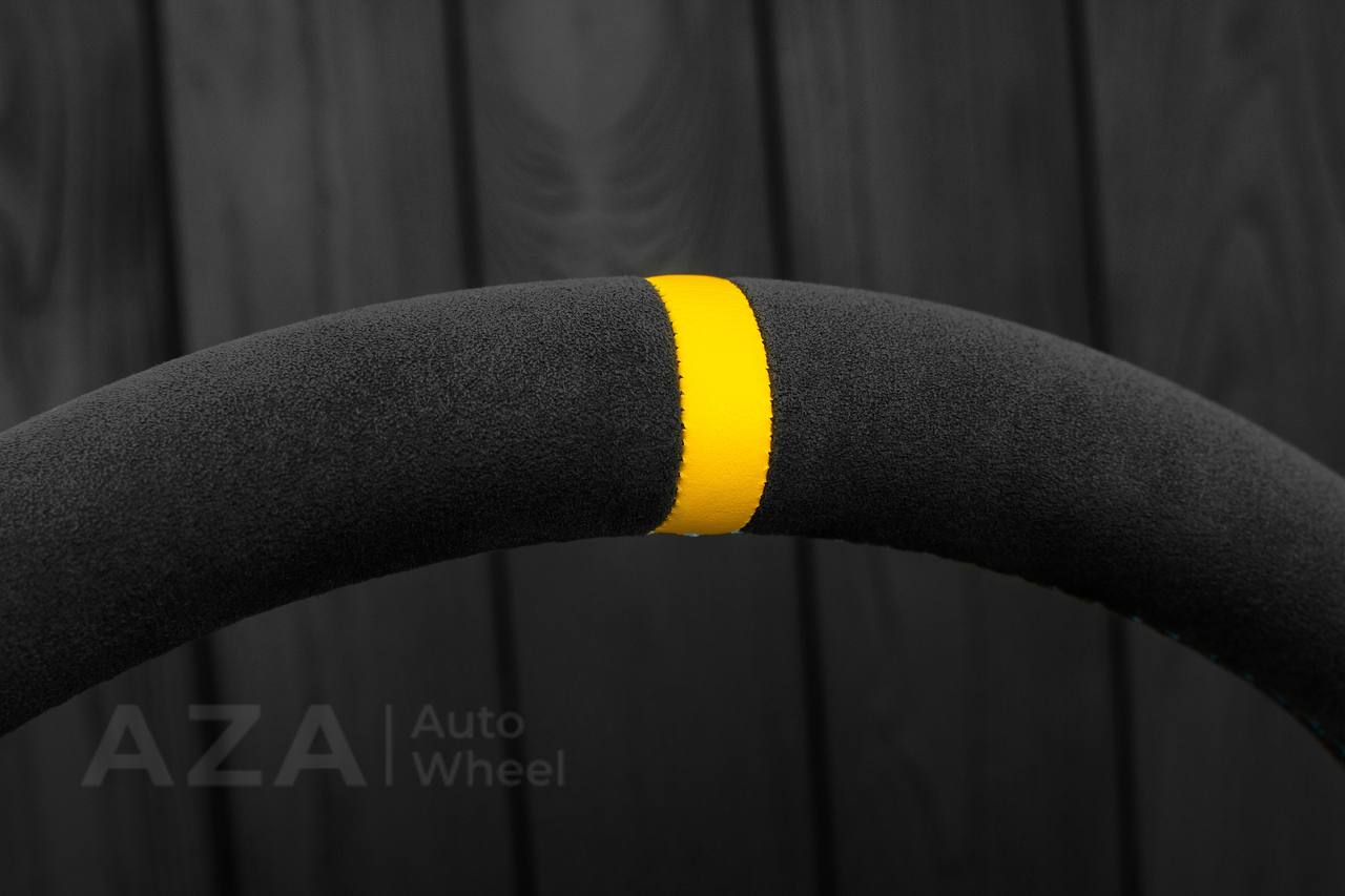Steering wheel BMW E6X SMG Paddle Shift Alcantara/Flat bottom/Yellow stripe - Image 13