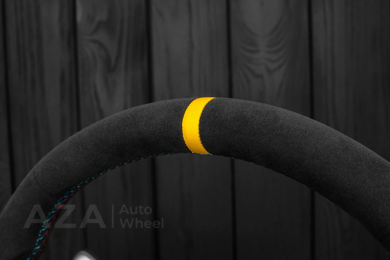 Steering wheel BMW E6X SMG Paddle Shift Alcantara/Flat bottom/Yellow stripe - Image 14