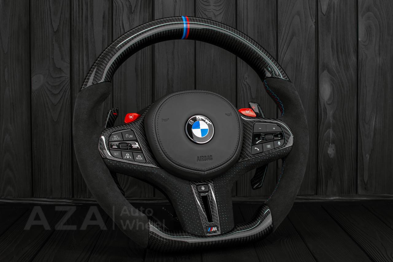 Steering wheel 2017+ BMW F90 M5 G80 M3 M4 M8 X5M X6M X3M X4M Carbon fiber/Perforated leather/M stripe (drivers assist+heated) - Image 3