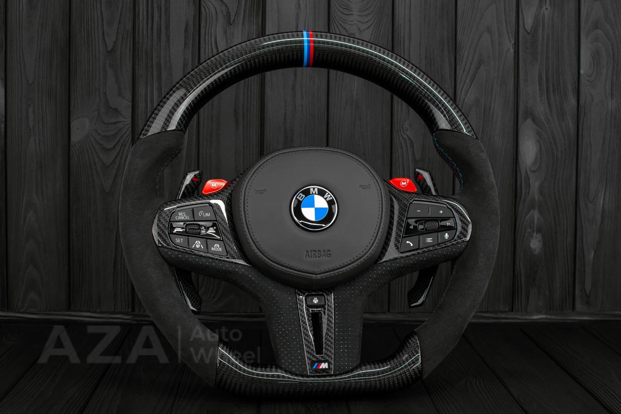 Steering wheel 2017+ BMW F90 M5 G80 M3 M4 M8 X5M X6M X3M X4M Carbon fiber/Perforated leather/M stripe (drivers assist+heated) - Image 4