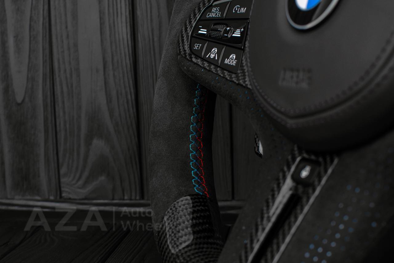 Steering wheel 2017+ BMW F90 M5 G80 M3 M4 M8 X5M X6M X3M X4M Carbon fiber/Perforated leather/M stripe (drivers assist+heated) - Image 5