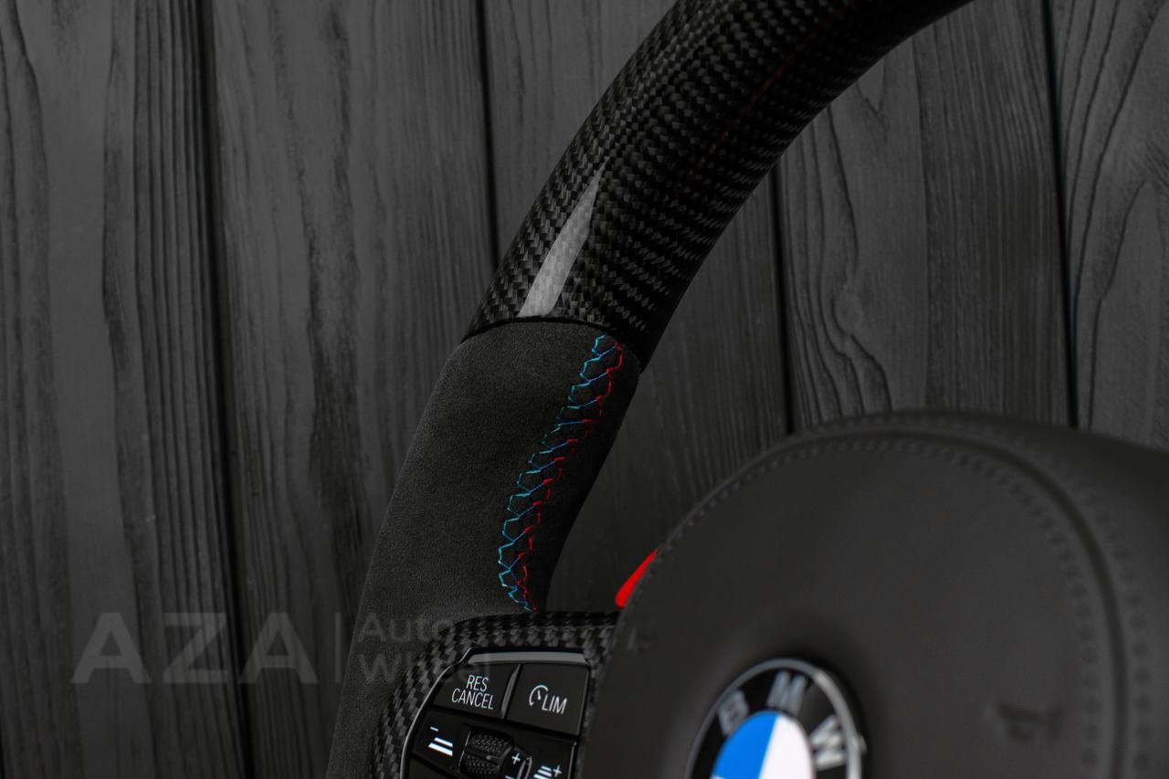 Steering wheel 2017+ BMW F90 M5 G80 M3 M4 M8 X5M X6M X3M X4M Carbon fiber/Perforated leather/M stripe (drivers assist+heated) - Image 8