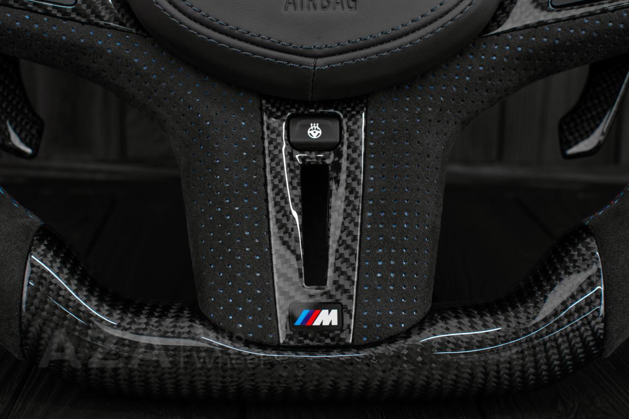 Steering wheel 2017+ BMW F90 M5 G80 M3 M4 M8 X5M X6M X3M X4M Carbon fiber/Perforated leather/M stripe (drivers assist+heated) - Image 11