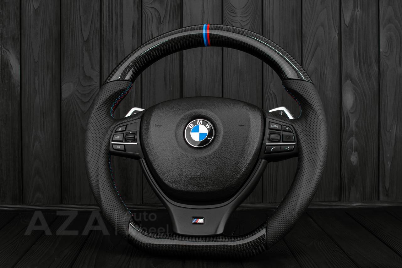 Steering wheel BMW 2011-2016 5/6/7 SERIES Carbon fiber/Genuine leather/M details (can be any color) - Image 2