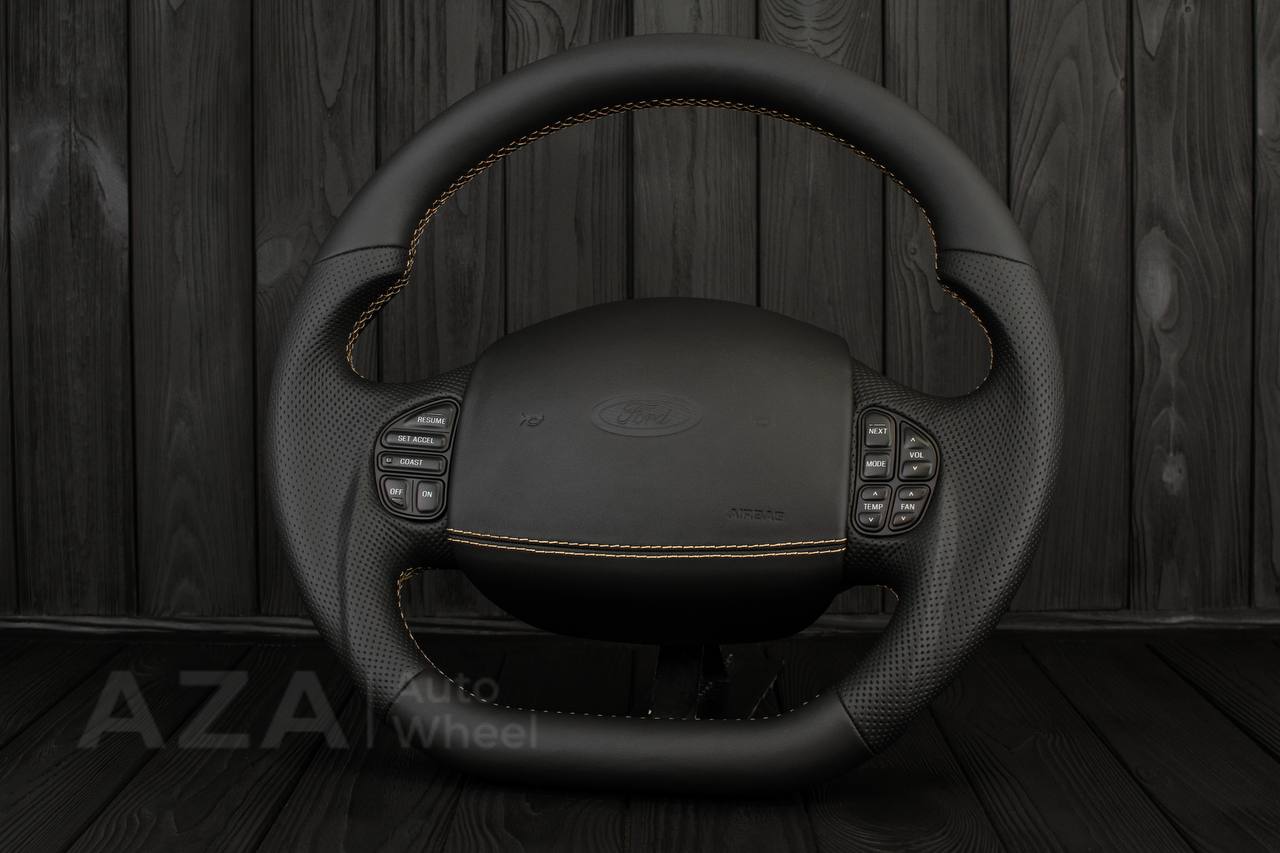 Steering wheel Ford F150/F250/F350 97-2007 Napa/Perforated leather/Tan stitching/Cover - Image 2