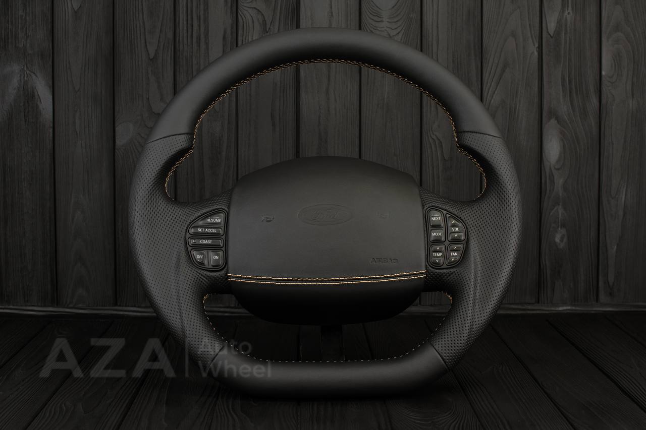 Steering wheel Ford F150/F250/F350 97-2007 Napa/Perforated leather/Tan stitching/Cover