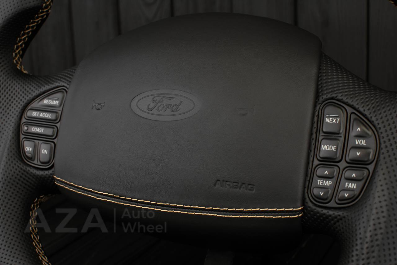 Steering wheel Ford F150/F250/F350 97-2007 Napa/Perforated leather/Tan stitching/Cover - Image 7