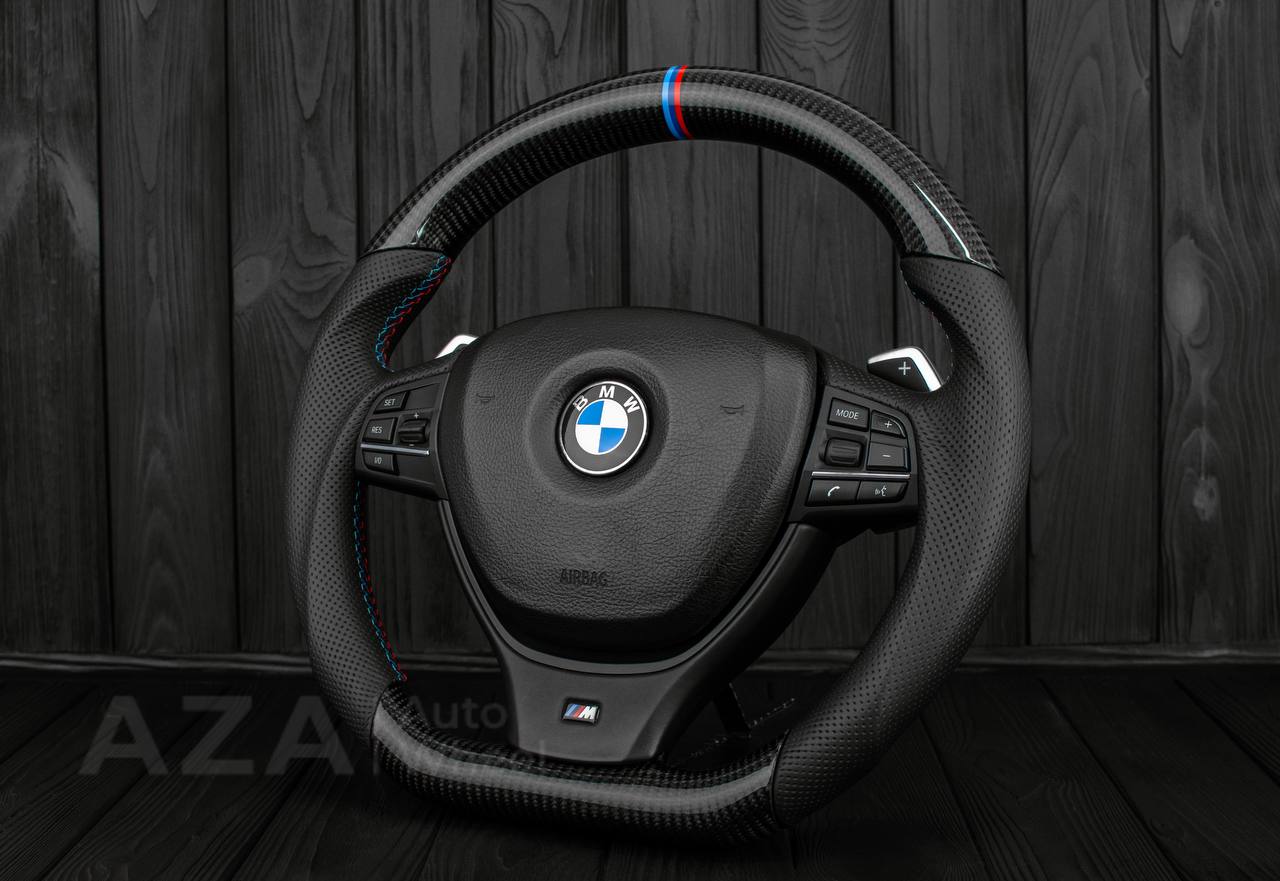 Steering wheel BMW 2011-2016 5/6/7 SERIES Carbon fiber/Genuine leather/M details (can be any color) - Image 3