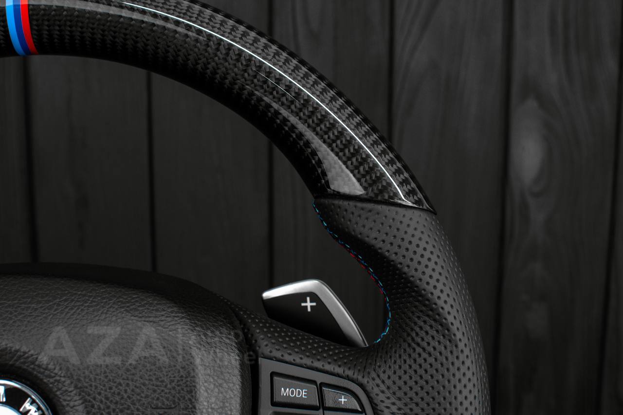 Steering wheel BMW 2011-2016 5/6/7 SERIES Carbon fiber/Genuine leather/M details (can be any color) - Image 6