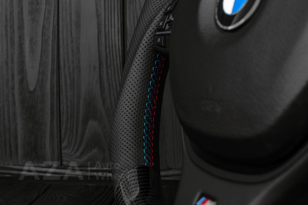 Steering wheel BMW 2011-2016 5/6/7 SERIES Carbon fiber/Genuine leather/M details (can be any color) - Image 9