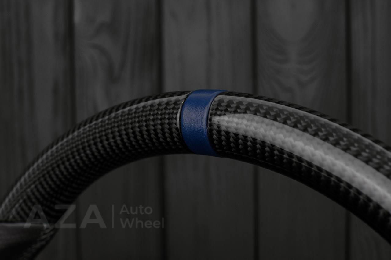 Steering wheel GM, Tahoe, Silverado, Sierra truck (1995-1997) Carbon fiber/Perforated leather/Blue stripe (can be any color) - Image 5