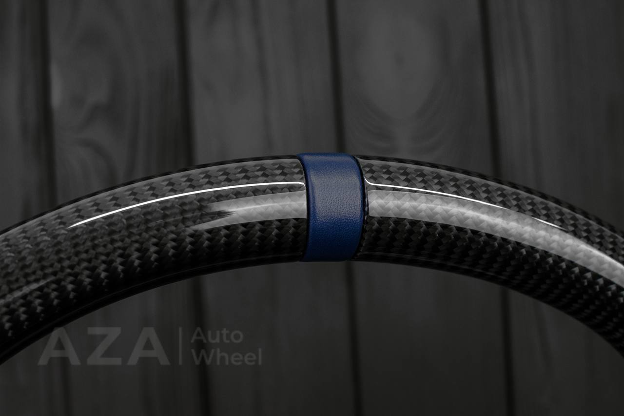 Steering wheel GM, Tahoe, Silverado, Sierra truck (1995-1997) Carbon fiber/Perforated leather/Blue stripe (can be any color) - Image 6